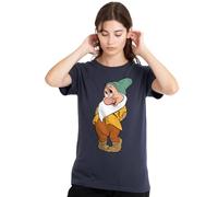 mandarin creative ltd Snow White and The Seven Dwarfs, Flirty Bashful Ladies T Shirt, Deep Navy Camiseta, Azul Marino Profundo, S para Mujer