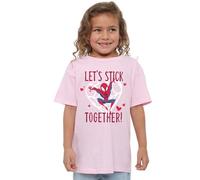 mandarin creative ltd Spiderman Valentine's Day Stick Together Girls T Shirt Camiseta, Rosa, 9-10 años para Niñas