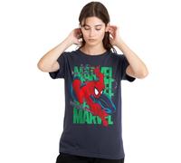 mandarin creative ltd Spiderman Wall Crawling Ladies T Shirt, Deep Navy Camiseta, Azul Marino Profundo, M para Mujer
