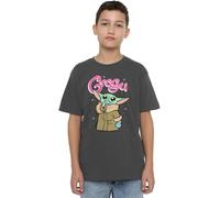 mandarin creative ltd Star Wars Grogu Bubble Unisex Kids T Shirt Camiseta, Gris Oscuro, 9-10 años para Niños