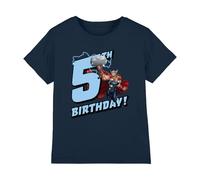 mandarin creative ltd Thor Birthday 5 Unisex Kids T Shirt Camiseta, Azul Marino, 7-8 años para Niños