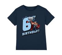 mandarin creative ltd Thor Birthday 6 Unisex Kids T Shirt Camiseta, Azul Marino, 3-4 años para Niños