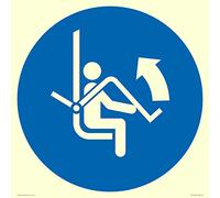 Mandatory: señal de seguridad abierta de elevación de silla - 400 x 400 mm - S40