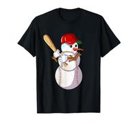 Mande De Nieve De Béisbol De Invierno Con Un Bate De Béisbol Camiseta