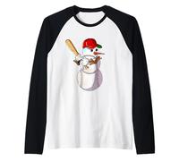 Mande De Nieve De Béisbol De Invierno Con Un Bate De Béisbol Camiseta Manga Raglan
