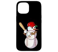 Mande De Nieve De Béisbol De Invierno Con Un Bate De Béisbol Carcasa para iPhone 15