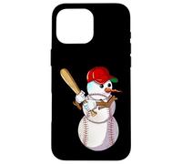 Mande De Nieve De Béisbol De Invierno Con Un Bate De Béisbol Carcasa para iPhone 16 Pro Max