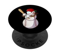 Mande De Nieve De Béisbol De Invierno Con Un Bate De Béisbol PopSockets PopGrip Adhesivo