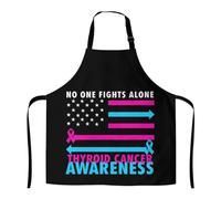 Mandiles Bandera De Concientización Sobre El Cáncer De Tiroides: Nadie Lucha Solo Ajustable Apron Antiincrustante Profesional Delantal Para Cocina Jardinero Camarero
