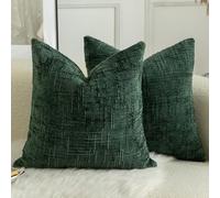 Mandioo Juego de 2 Fundas de Cojín en Chenilla Suave Diseño de Nudo de Bambú Funda Decorativa Elegante para Sofá Cama o Salón 40x40 cm Verde Oscuro