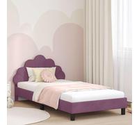 Mandloder Estructura de cama infantil con cabecero de terciopelo morado, 80 x 200 cm, diseño moderno, estructura de madera resistente, bolsillos de almacenamiento, perfil bajo para dormitorio