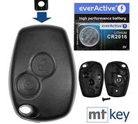 Mando a distancia para llave de coche, 1 carcasa de 2 botones, 2 pinzas, 1 batería CR2016 compatible con Renault/Dacia/Opel