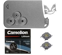 Mando a distancia para llave de coche, 1 carcasa para tarjeta de 3 botones, 1 pila CR1620 y 2 microbotones para Renault.