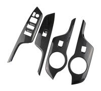 Mando Botonera Elevalunas Para Toyota Para C-HR Para CHR 2016-2018 LHD ABS Cromado Puerta De Coche Elevador Ventanas Botón Círculo Cubierta Pegatina Embellecedora(Carbon Fiber Black)