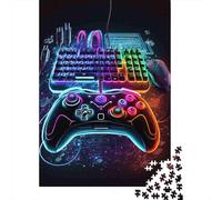 Mando de Juego Teclado RGB Puzzle de 1000 Piezas Puzzle para Adultos Decoración Gaming Neón Relajación Regalo 38x26cm/1000pcs