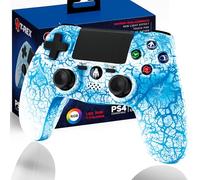 Mando Inalambrico PS4 Gaming Blanco LED RGB 7 Colores Compatible Con PS4 Y PC Windows Android Y iOS Vibracion Dual Joysticks Precisos Touch Pad Bateria 1000mAh Diseño Ergonomico Bluetooth Gamepad Plus
