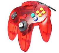 Mando para Nintendo 64 N64, rojo transparente, con cable