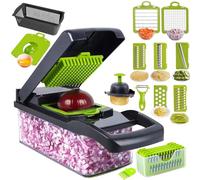 Mandolina 16 en 1 - Cortador de verduras multifunción con cuchillas intercambiables, rallador, cortadora, picadora, picadora y accesorios de seguridad, ideal para frutas, verduras, ensaladas y más