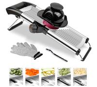 Mandolina ajustable de acero inoxidable con hoja afilada integrada, cortador de verduras multifuncional, rebanadora manual de cocina para frutas y alimentos