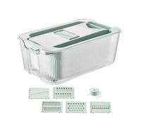 Mandolina con contenedor, utensilio de cocina profesional de acero inoxidable para verduras, cortador de verduras multifuncional, azul de 6 cuchillas