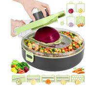Mandolina de Cocina, 12 en 1 Cortador de Verdura, Cortador de Verduras con 7 Cuchillas, Picador de Verduras, Corta Verduras, Cortadora de Verduras, Vegetable Chopper, para Cebolla,Tomates,Patatas