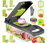 Mandolina de Cocina Profesional, 15 en 1 Cortador de Verdura Manual,Multifuncional Picador de Verduras,Cortador Verduras Acero Inoxidable con Separador de Huevos,Protección para Las Manos