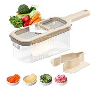 Mandolina de Cocina Profesional Ajustable, 5-en-1Cortador de Verdura, Ralladores de Cocina,Multifuncional,con Protector de Manos y Caja de Almacenamiento,Se Aplica a Patatas Tomates Pepinos Queso