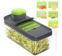 Mandolina de Cocina Profesional, Cortador de Verdura, Rallador de Verduras con 5 Cuchillas Afiladas Intercambiables, Cortador de Patatas Tomates Pepinos Queso Frutas（Verde）