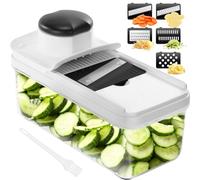 Mandolina de Cocina Profesional, Cortador de Verdura, Rallador de Verduras con 5 Cuchillas Afiladas Intercambiables, Cortador de Patatas Tomates Pepinos Queso Frutas（Negro）
