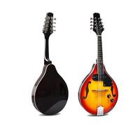 Mandolina Electroacústica De 8 Cuerdas Instrumento Totalmente Madera Tilo Resistente Y Duradero Con Orificio F Set De Mandolina(CS)