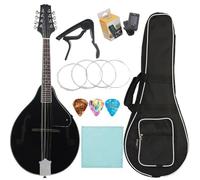 Mandolina Negra Estilo A Mandolina De Ébano De Tilo De 8 Cuerdas Con Bolsa Sintonizador De Selección Instrumentos De Cuerda Para Practicar Tela(Set)