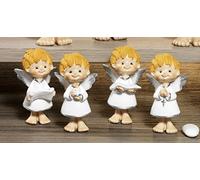 Mandorle - Juego de 4 angelitos de resina, 8,5 cm