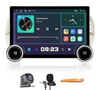 Mandos Doble Pantalla CarPlay/Android Auto Autoradio FM Radio para Fiat 500 2007-2015 Octa Core 4G+64G Navegación Estéreo Pad GPS 11.8" QLED Pantalla táctil Unidad Central Tablet Player