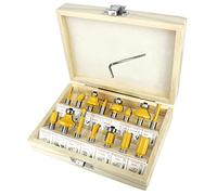 Mandril de Torno, 15pcs 8mm Router Bit Set Dutming Fresing Cortador de fresado recto for bits de madera Tungsteno Carburo de corte de carpintería