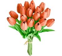 Mandy's 20 tulipanes artificiales de seda, terracota, de 35 cm para Año Nuevo, primavera, Día de la Madre, Pascua, Día de San Valentín, regalos a granel para decoración del hogar, cocina, boda, otoño