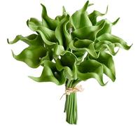 Mandy's Flores artificiales de lirio de cala verde de poliuretano, 20 tallos de 13.5 pulgadas, centro de mesa realista de imitación para el día de San Valentín y Pascua, decoración del día de San