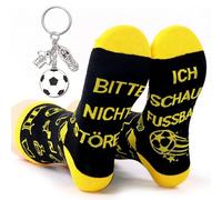 MaNeaz 1 pares Calcetines Divertidos Hombre calcetines divertidos Calcetines de fútbol ”Bitte Nicht Stören Ich Schaue Fußball“ Incluye llavero para Padre Abuelo Novio, Cumpleaños