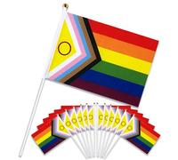 MaNeaz 12 Piezas 14 * 21cm Bandera Orgullo Gay Pride Flag Banderas Pequeñas Orgullo Banderas LGBTQ Miniatura Eventos, Celebraciones, Accesorios Bandera en un Palo(A)