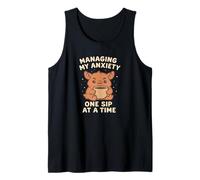 Manejando mi ansiedad Un sorbo a la Vez Arte Kawaii Camiseta sin Mangas