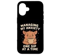 Manejando mi ansiedad Un sorbo a la Vez Arte Kawaii Carcasa para iPhone 16