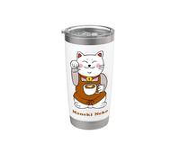 Maneki Neko Cafe Barista Gato de la Suerte Japonés Vaso térmico de acero inoxidable de doble pared