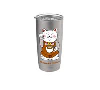 Maneki Neko Cafe Barista Gato de la Suerte Japonés Vaso térmico de acero inoxidable de doble pared