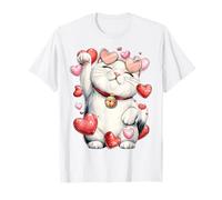 Maneki Neko Gato Japonés Corazón de la Suerte del Día Camiseta