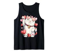 Maneki Neko Gato Japonés Corazón de la Suerte del Día Camiseta sin Mangas