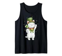 Maneki Neko Gato Japonés Día de San Patricio Leprechaun Irlanda Camiseta sin Mangas