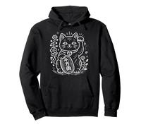 Maneki Neko Gato Kanji Símbolo Asiático Gato Japonés Buena Suerte Sudadera con Capucha