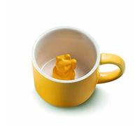 Donkey Products Taza de Animales Maneki Neko, Taza de la Suerte, Gato, Porcelana, Amarillo 150 ml