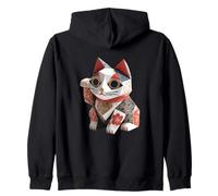 Maneki Neko Origami Gato Suerte Cultura Japonesa Kawaii Sudadera con Capucha