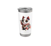 Maneki Neko Origami Gato Suerte Cultura Japonesa Kawaii Vaso térmico de acero inoxidable de doble pared