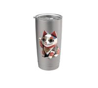 Maneki Neko Origami Gato Suerte Cultura Japonesa Kawaii Vaso térmico de acero inoxidable de doble pared